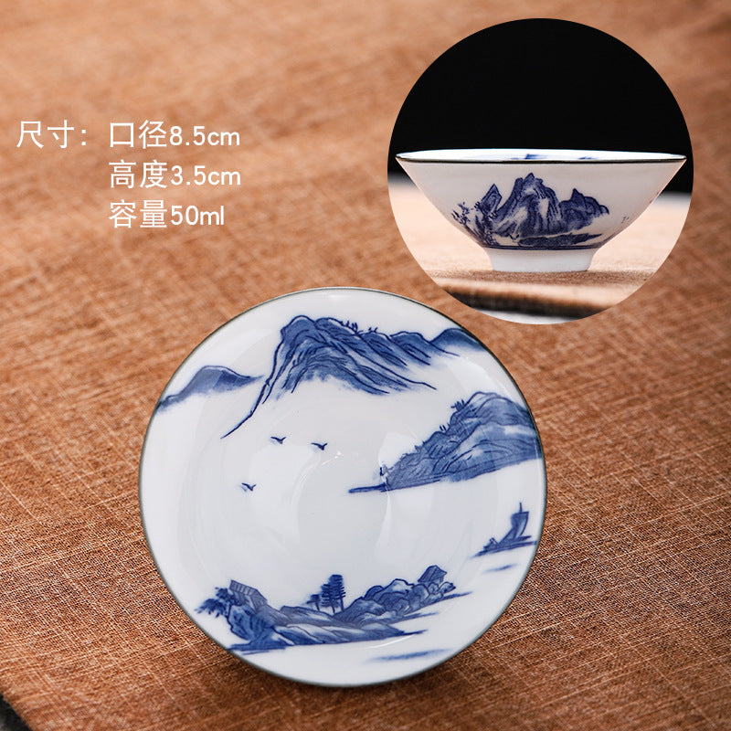 Blue and white hat cup ceramic kung fu small teacup office household single cup master cup tea cup tea set tea cup tea bowl