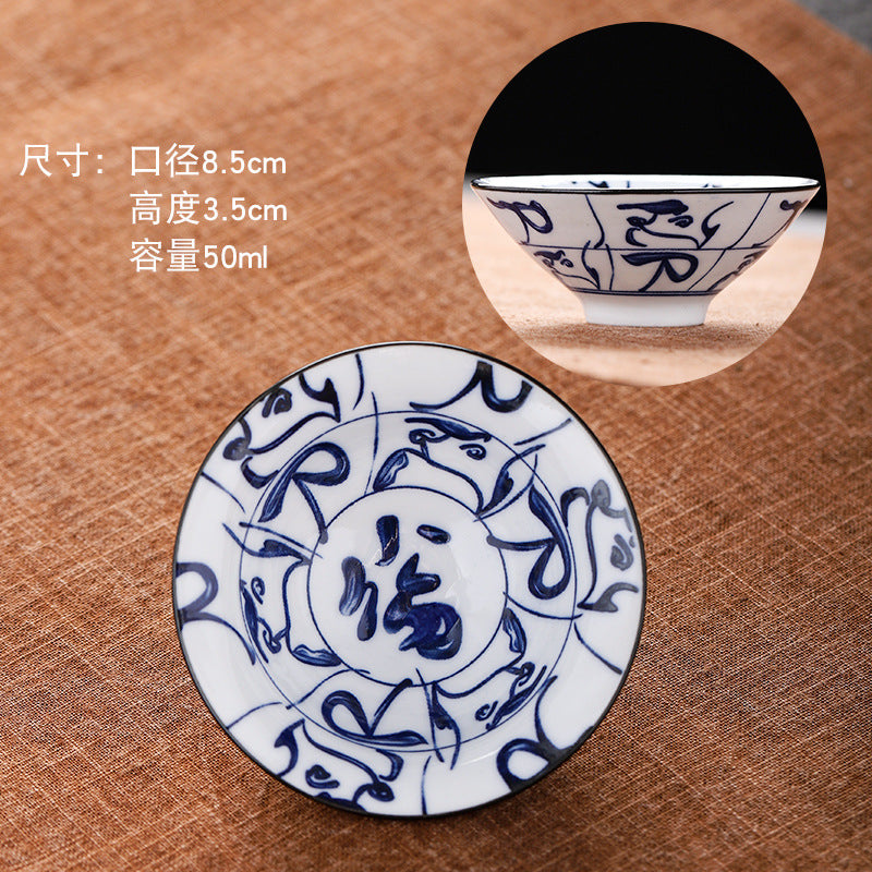 Blue and white hat cup ceramic kung fu small teacup office household single cup master cup tea cup tea set tea cup tea bowl