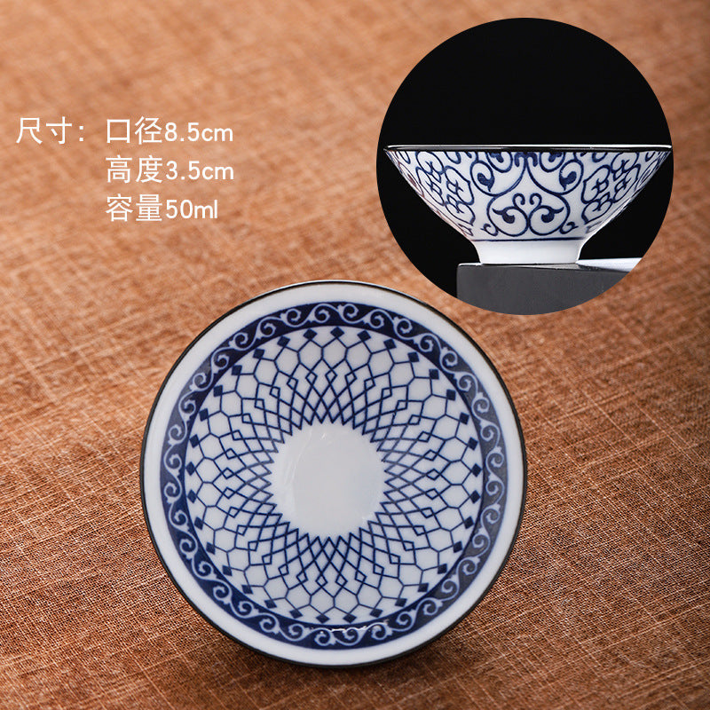 Blue and white hat cup ceramic kung fu small teacup office household single cup master cup tea cup tea set tea cup tea bowl
