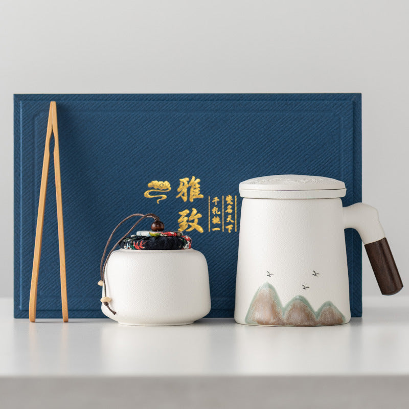 Thousands of Miles of China Ceramic Filter Liner Water Cup China-Chic Office Cup Gift Box Business Enterprise Mug with Cover Gift