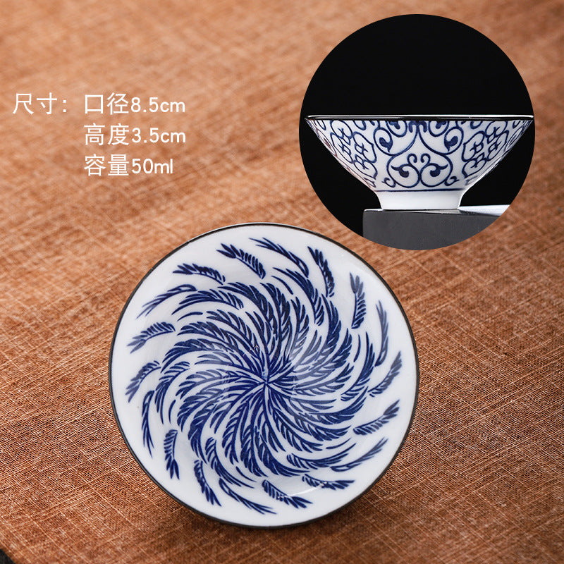 Blue and white hat cup ceramic kung fu small teacup office household single cup master cup tea cup tea set tea cup tea bowl
