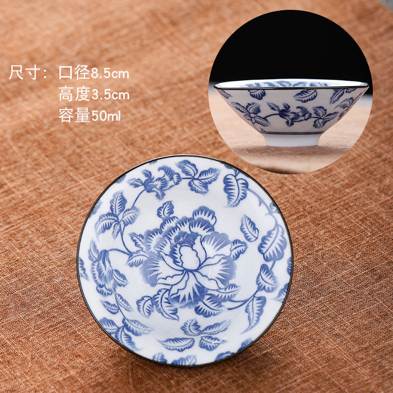 Blue and white hat cup ceramic kung fu small teacup office household single cup master cup tea cup tea set tea cup tea bowl