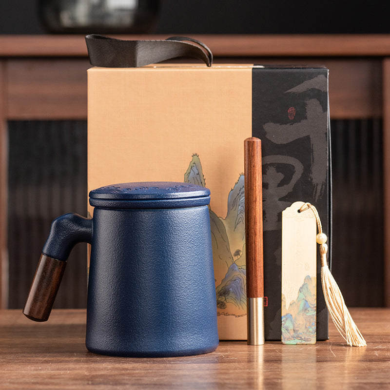 Thousands of Miles of China Ceramic Filter Liner Water Cup China-Chic Office Cup Gift Box Business Enterprise Mug with Cover Gift