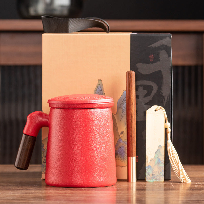 Thousands of Miles of China Ceramic Filter Liner Water Cup China-Chic Office Cup Gift Box Business Enterprise Mug with Cover Gift