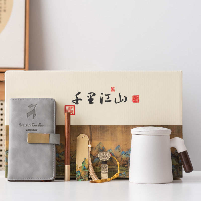 Thousands of Miles of China Ceramic Filter Liner Water Cup China-Chic Office Cup Gift Box Business Enterprise Mug with Cover Gift