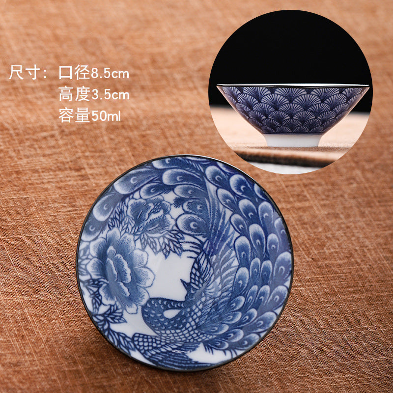 Blue and white hat cup ceramic kung fu small teacup office household single cup master cup tea cup tea set tea cup tea bowl
