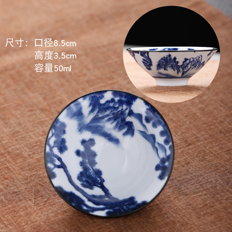 Blue and white hat cup ceramic kung fu small teacup office household single cup master cup tea cup tea set tea cup tea bowl