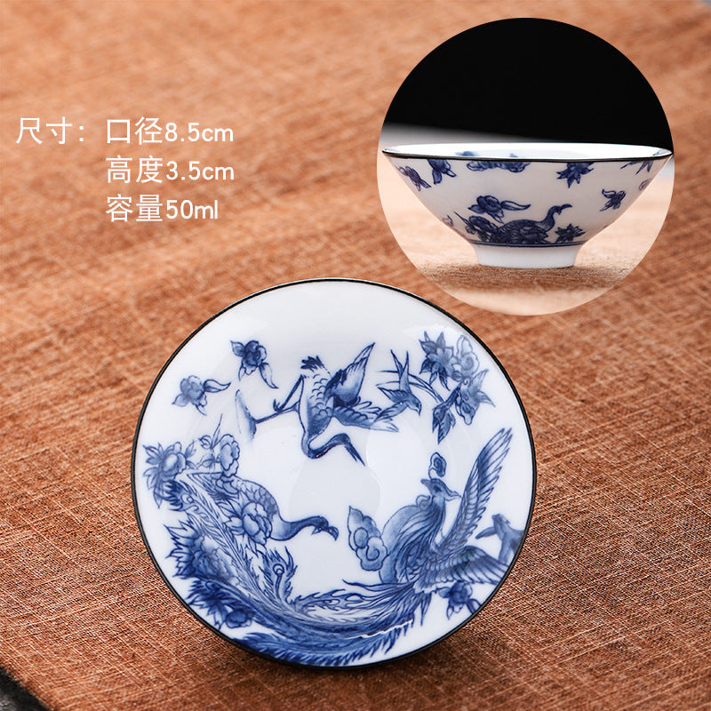 Blue and white hat cup ceramic kung fu small teacup office household single cup master cup tea cup tea set tea cup tea bowl