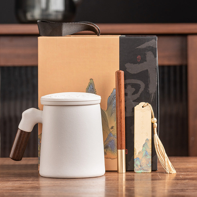 Thousands of Miles of China Ceramic Filter Liner Water Cup China-Chic Office Cup Gift Box Business Enterprise Mug with Cover Gift