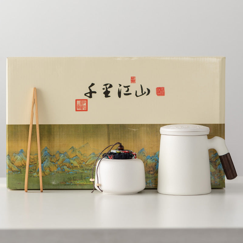 Thousands of Miles of China Ceramic Filter Liner Water Cup China-Chic Office Cup Gift Box Business Enterprise Mug with Cover Gift