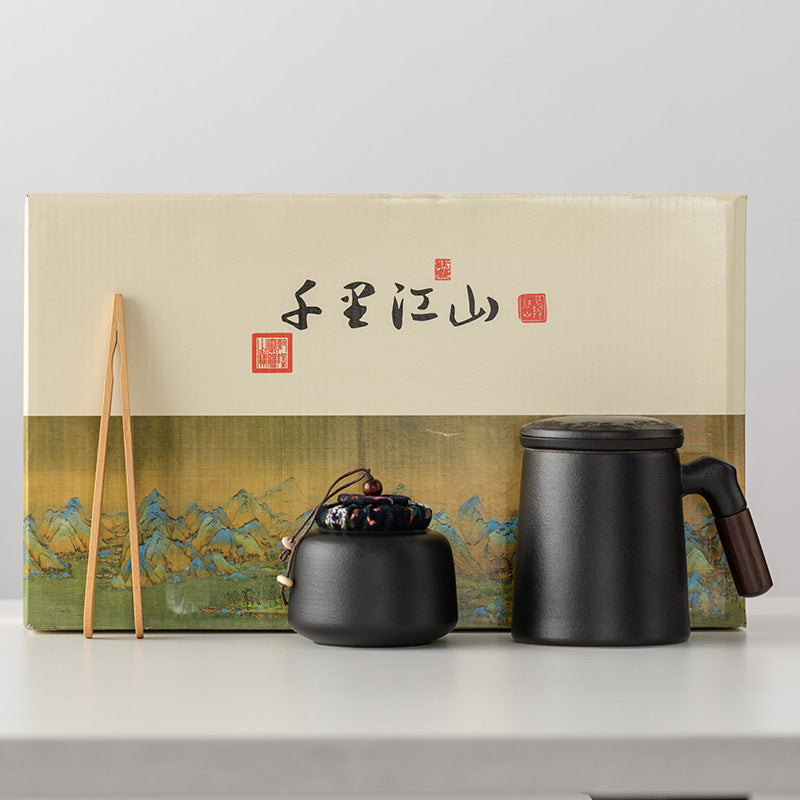 Thousands of Miles of China Ceramic Filter Liner Water Cup China-Chic Office Cup Gift Box Business Enterprise Mug with Cover Gift