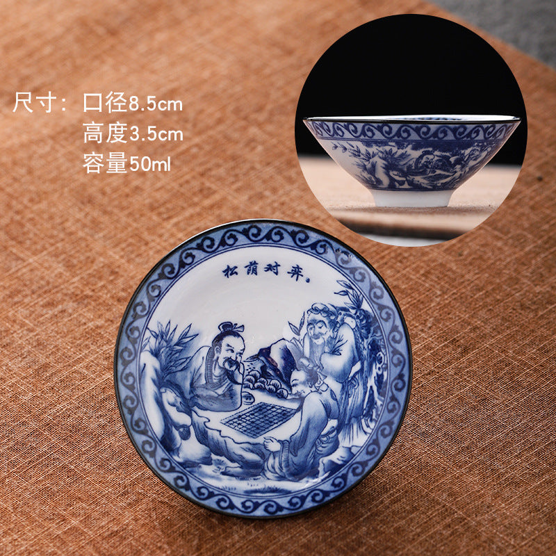 Blue and white hat cup ceramic kung fu small teacup office household single cup master cup tea cup tea set tea cup tea bowl