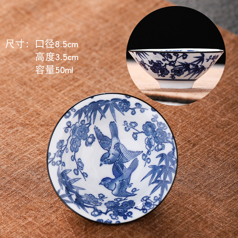 Blue and white hat cup ceramic kung fu small teacup office household single cup master cup tea cup tea set tea cup tea bowl