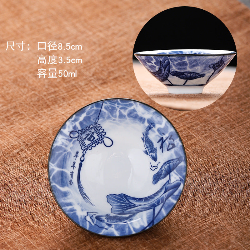 Blue and white hat cup ceramic kung fu small teacup office household single cup master cup tea cup tea set tea cup tea bowl