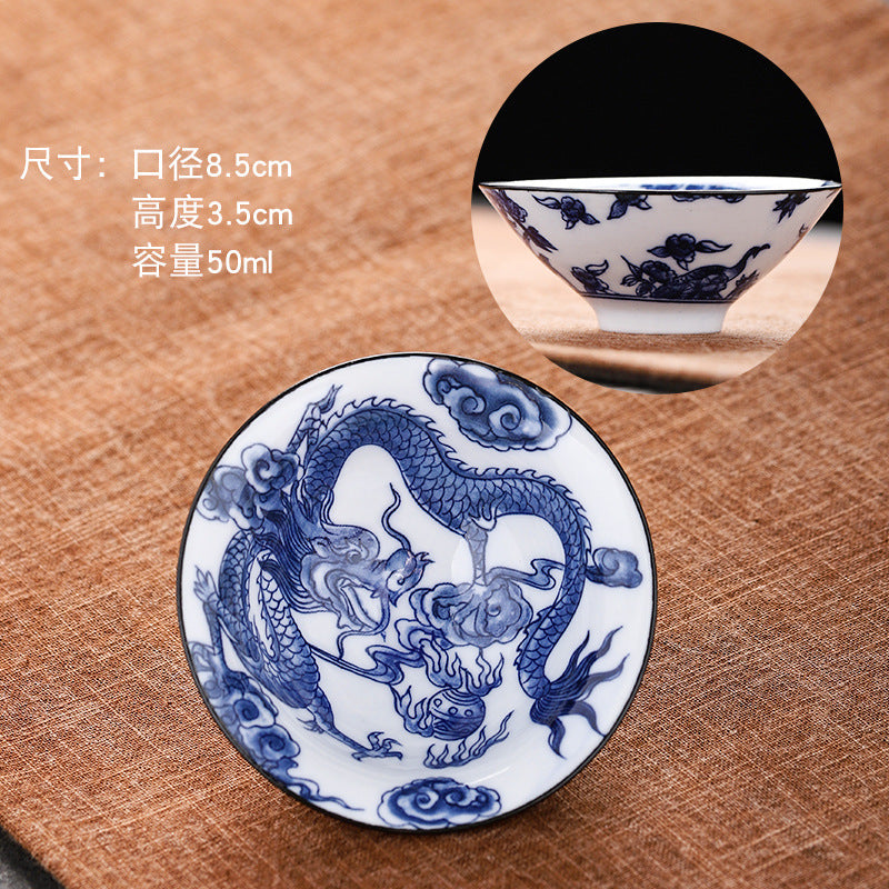 Blue and white hat cup ceramic kung fu small teacup office household single cup master cup tea cup tea set tea cup tea bowl