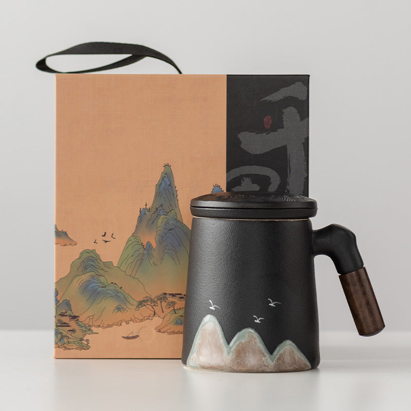 Thousands of Miles of China Ceramic Filter Liner Water Cup China-Chic Office Cup Gift Box Business Enterprise Mug with Cover Gift