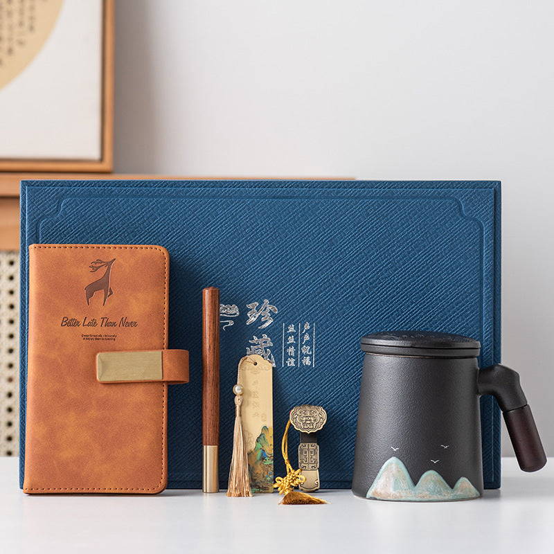 Thousands of Miles of China Ceramic Filter Liner Water Cup China-Chic Office Cup Gift Box Business Enterprise Mug with Cover Gift