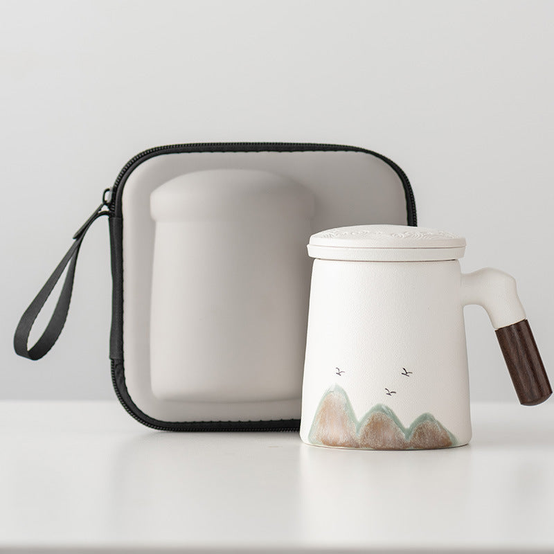 Thousands of Miles of China Ceramic Filter Liner Water Cup China-Chic Office Cup Gift Box Business Enterprise Mug with Cover Gift