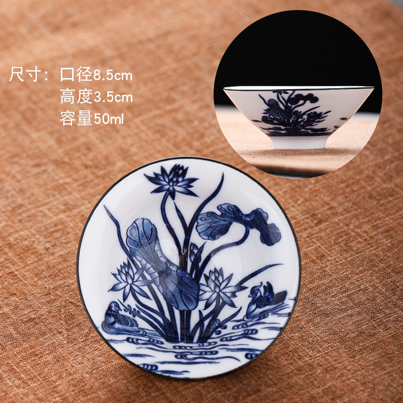 Blue and white hat cup ceramic kung fu small teacup office household single cup master cup tea cup tea set tea cup tea bowl