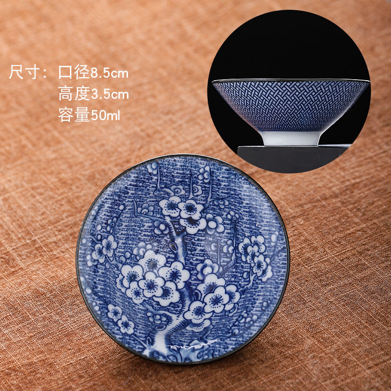Blue and white hat cup ceramic kung fu small teacup office household single cup master cup tea cup tea set tea cup tea bowl