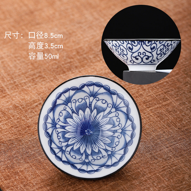 Blue and white hat cup ceramic kung fu small teacup office household single cup master cup tea cup tea set tea cup tea bowl