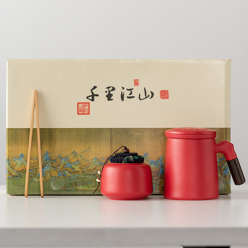 Thousands of Miles of China Ceramic Filter Liner Water Cup China-Chic Office Cup Gift Box Business Enterprise Mug with Cover Gift