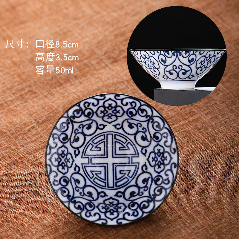 Blue and white hat cup ceramic kung fu small teacup office household single cup master cup tea cup tea set tea cup tea bowl