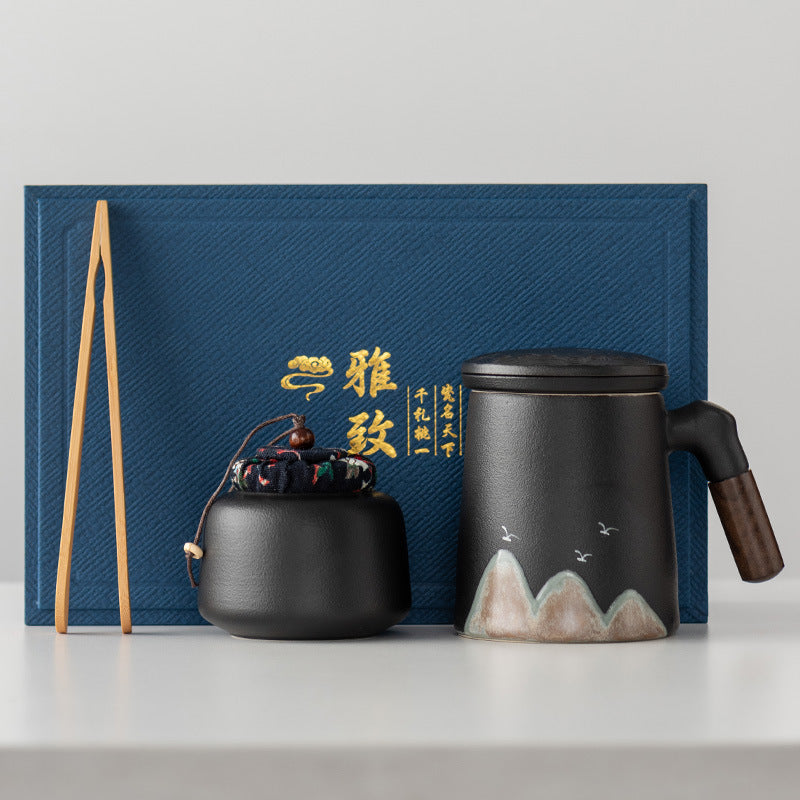Thousands of Miles of China Ceramic Filter Liner Water Cup China-Chic Office Cup Gift Box Business Enterprise Mug with Cover Gift
