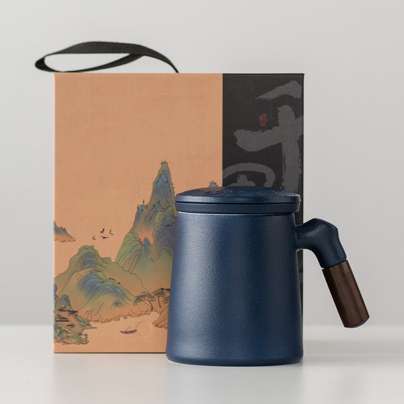 Thousands of Miles of China Ceramic Filter Liner Water Cup China-Chic Office Cup Gift Box Business Enterprise Mug with Cover Gift