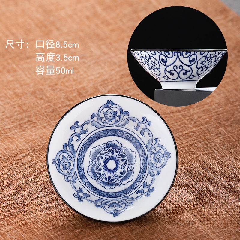 Blue and white hat cup ceramic kung fu small teacup office household single cup master cup tea cup tea set tea cup tea bowl
