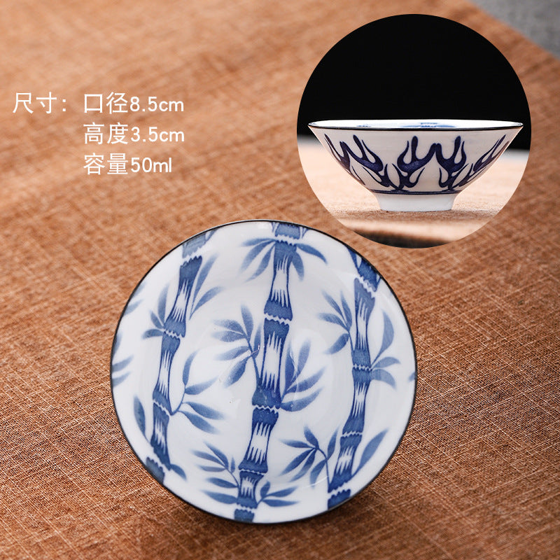 Blue and white hat cup ceramic kung fu small teacup office household single cup master cup tea cup tea set tea cup tea bowl