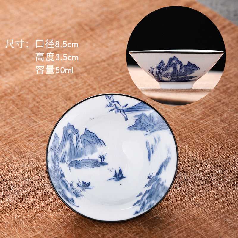 Blue and white hat cup ceramic kung fu small teacup office household single cup master cup tea cup tea set tea cup tea bowl