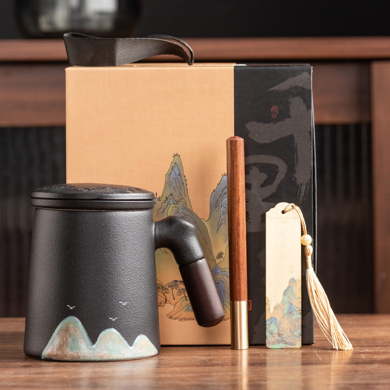 Thousands of Miles of China Ceramic Filter Liner Water Cup China-Chic Office Cup Gift Box Business Enterprise Mug with Cover Gift