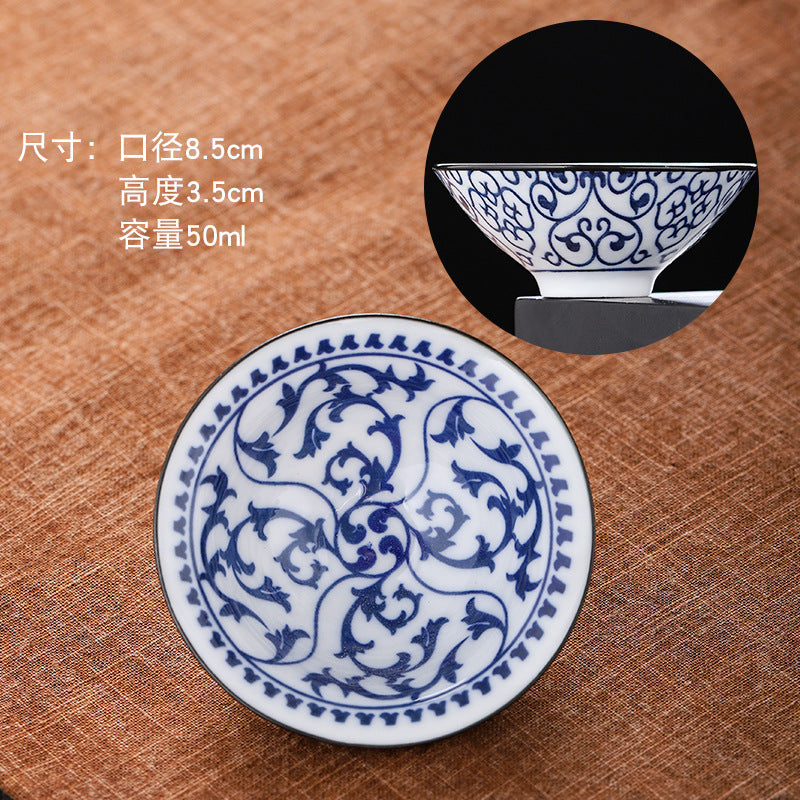 Blue and white hat cup ceramic kung fu small teacup office household single cup master cup tea cup tea set tea cup tea bowl