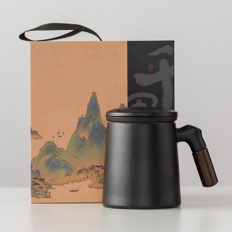 Thousands of Miles of China Ceramic Filter Liner Water Cup China-Chic Office Cup Gift Box Business Enterprise Mug with Cover Gift