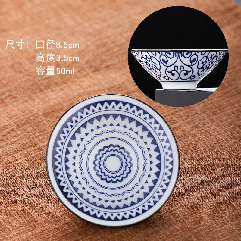 Blue and white hat cup ceramic kung fu small teacup office household single cup master cup tea cup tea set tea cup tea bowl