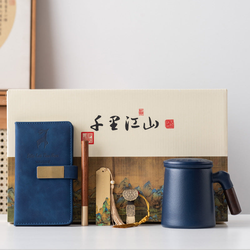 Thousands of Miles of China Ceramic Filter Liner Water Cup China-Chic Office Cup Gift Box Business Enterprise Mug with Cover Gift