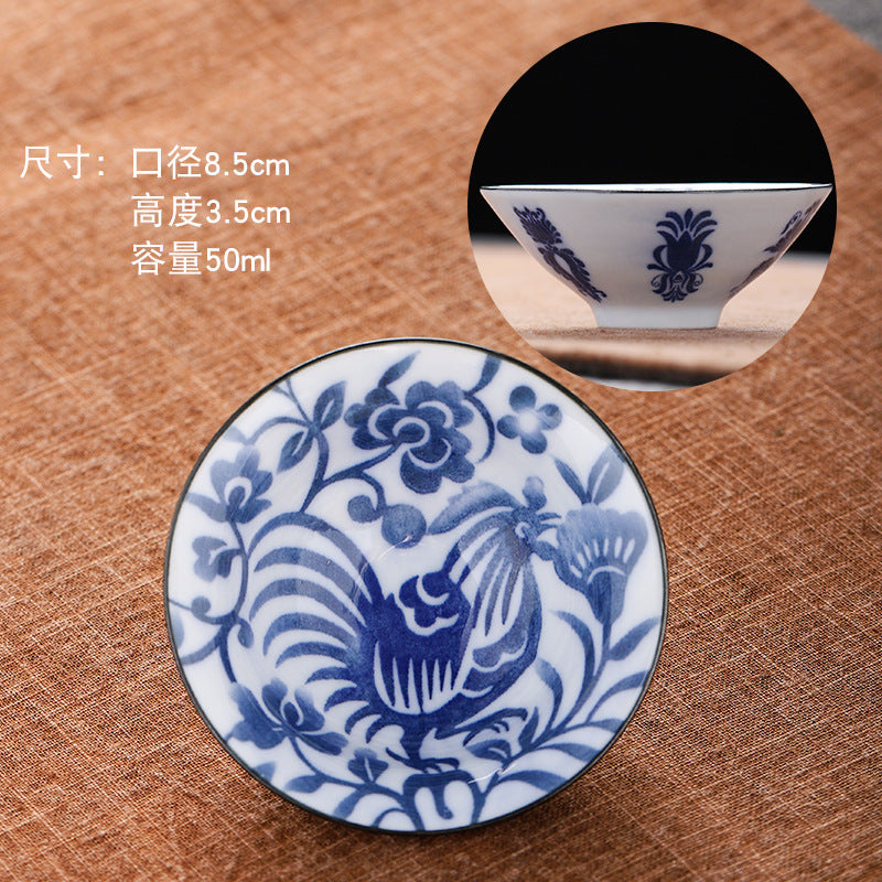 Blue and white hat cup ceramic kung fu small teacup office household single cup master cup tea cup tea set tea cup tea bowl