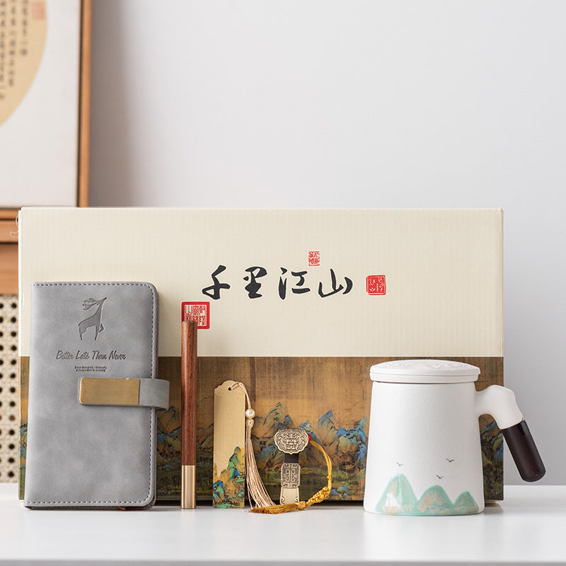 Thousands of Miles of China Ceramic Filter Liner Water Cup China-Chic Office Cup Gift Box Business Enterprise Mug with Cover Gift