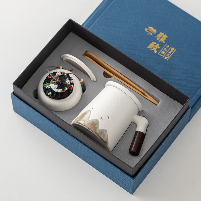 Thousands of Miles of China Ceramic Filter Liner Water Cup China-Chic Office Cup Gift Box Business Enterprise Mug with Cover Gift