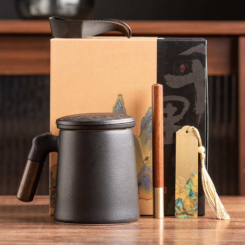 Thousands of Miles of China Ceramic Filter Liner Water Cup China-Chic Office Cup Gift Box Business Enterprise Mug with Cover Gift