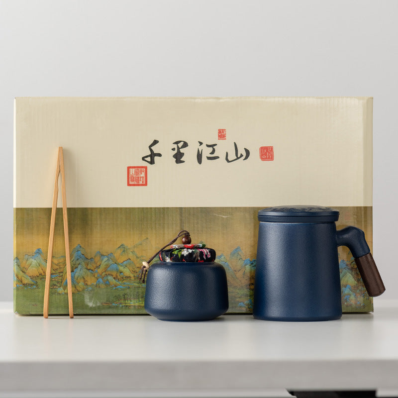 Thousands of Miles of China Ceramic Filter Liner Water Cup China-Chic Office Cup Gift Box Business Enterprise Mug with Cover Gift