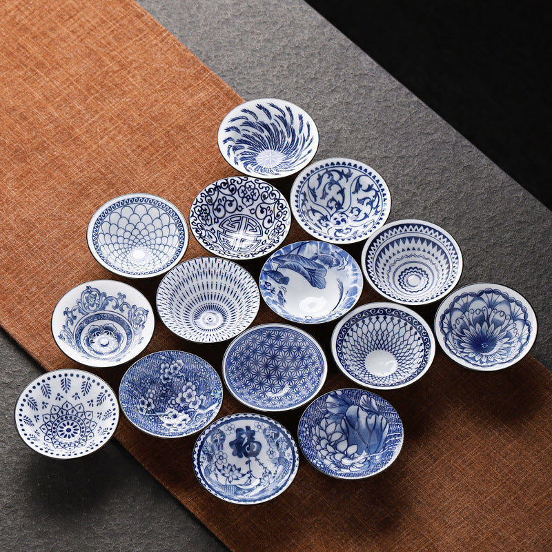 Blue and white hat cup ceramic kung fu small teacup office household single cup master cup tea cup tea set tea cup tea bowl