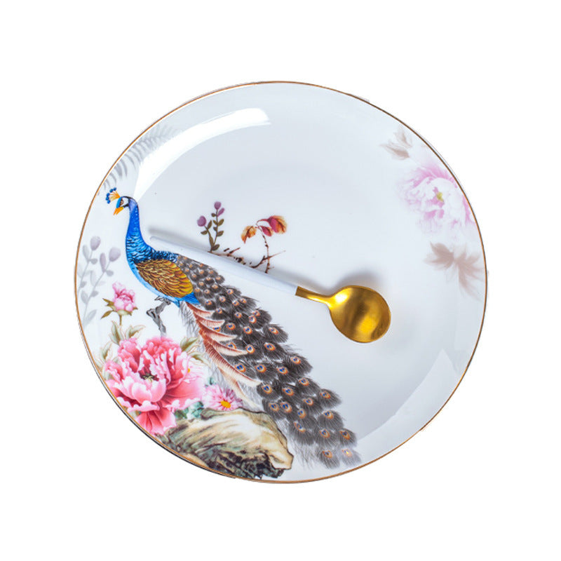 60 head Bai Niao Feng light luxury bone porcelain tableware set, Jingdezhen ceramic tableware set, household use
