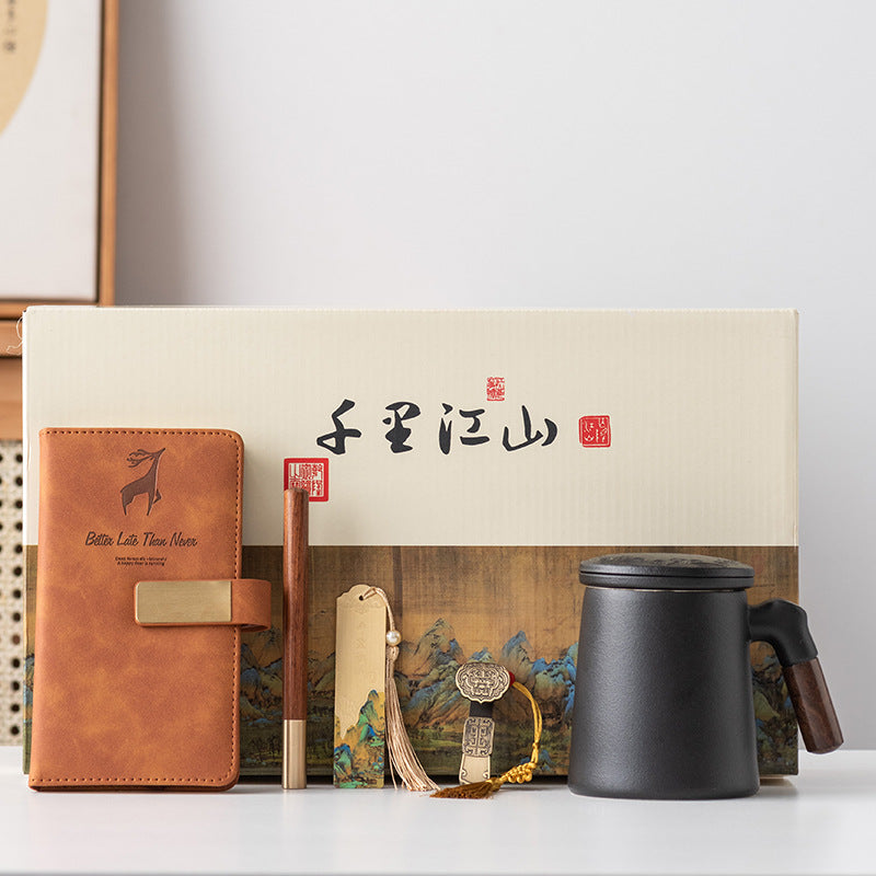 Thousands of Miles of China Ceramic Filter Liner Water Cup China-Chic Office Cup Gift Box Business Enterprise Mug with Cover Gift