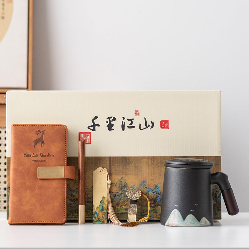 Thousands of Miles of China Ceramic Filter Liner Water Cup China-Chic Office Cup Gift Box Business Enterprise Mug with Cover Gift