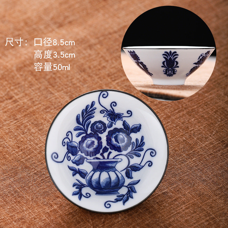 Blue and white hat cup ceramic kung fu small teacup office household single cup master cup tea cup tea set tea cup tea bowl
