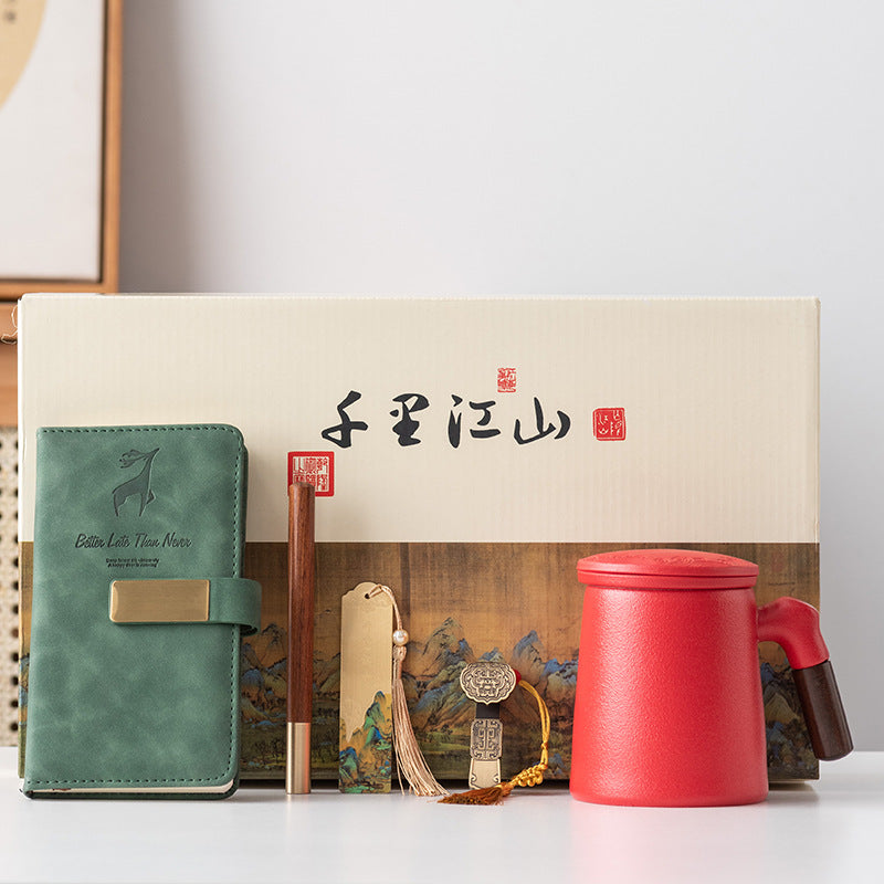 Thousands of Miles of China Ceramic Filter Liner Water Cup China-Chic Office Cup Gift Box Business Enterprise Mug with Cover Gift